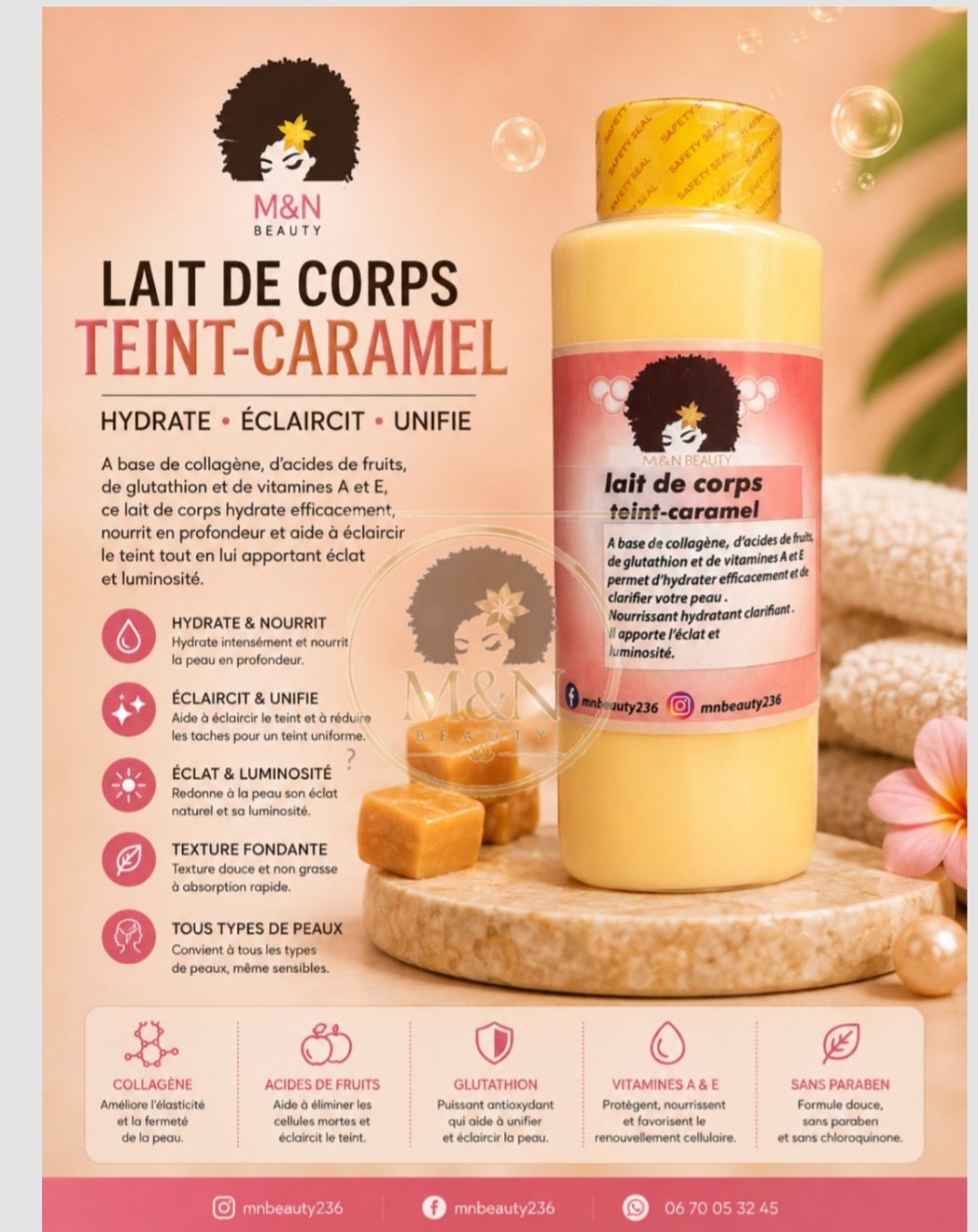 Lait de corps Teint-Caramel – M&N BEAUTY