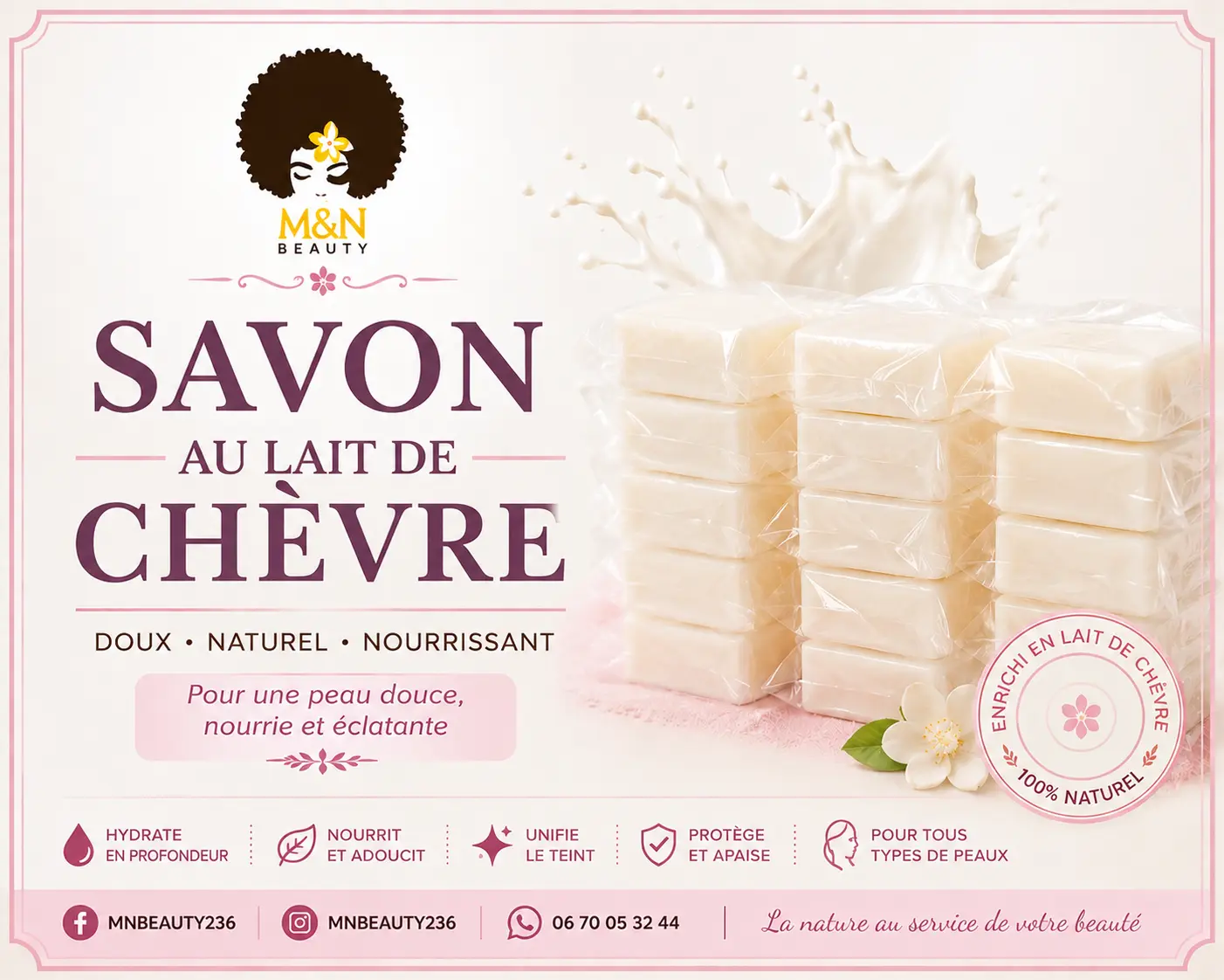 Savon visage lait de chèvre – M&N BEAUTY